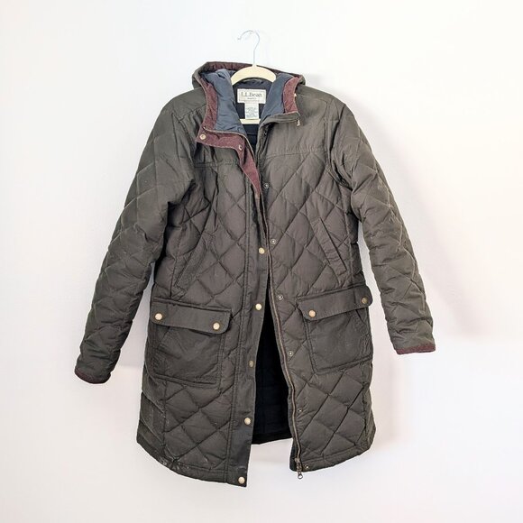 L.L. Bean Women's Upcountry Waxed Down Hooded Coat | Size M - Picture 2 of 8